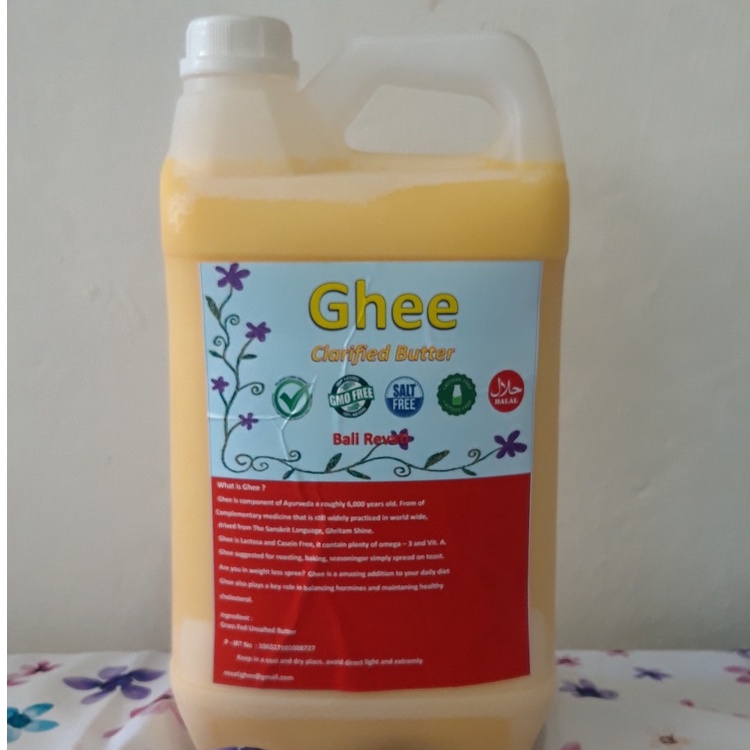 

Ghee, Grass Fed Clarified Butter 5,000 ML, Original Flavor.
