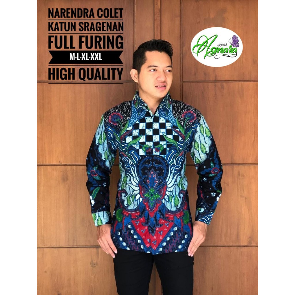 NARENDRA ASMARA BATIKSOLOAMANAH KEMEJA BAJU BATIK PRIA SOLO LENGAN PANJANG PENDEK LAPIS FURING ATASAN BATIK PREMIUM MODERN KATUN HALUS DWI PANGGA EKOR NAGA SOGAN PEKSI KAWUNG SAWUNG GALING PEKSI NAVY UWER ADIPUTRA ADIPATI CEMPAKA PUTIH UWER KUNING TIRTA