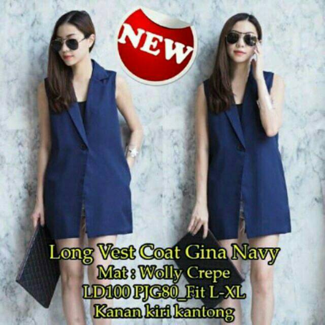 Long Vest Coat Wanita Big Size Jumbo