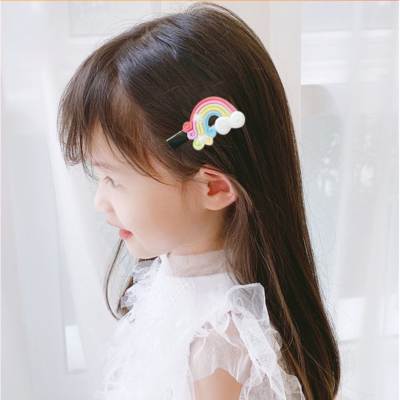 [10 Pcs/Set Korean Children's Cartoon Hair Clips  ] [  Soft Ceramic Children's Hairgrips  ] [Simple Cute Cream Ice Cream Cloud Barrettes  ] [  Girl Silicone Cartoon Hairpin Hair Accessories ]