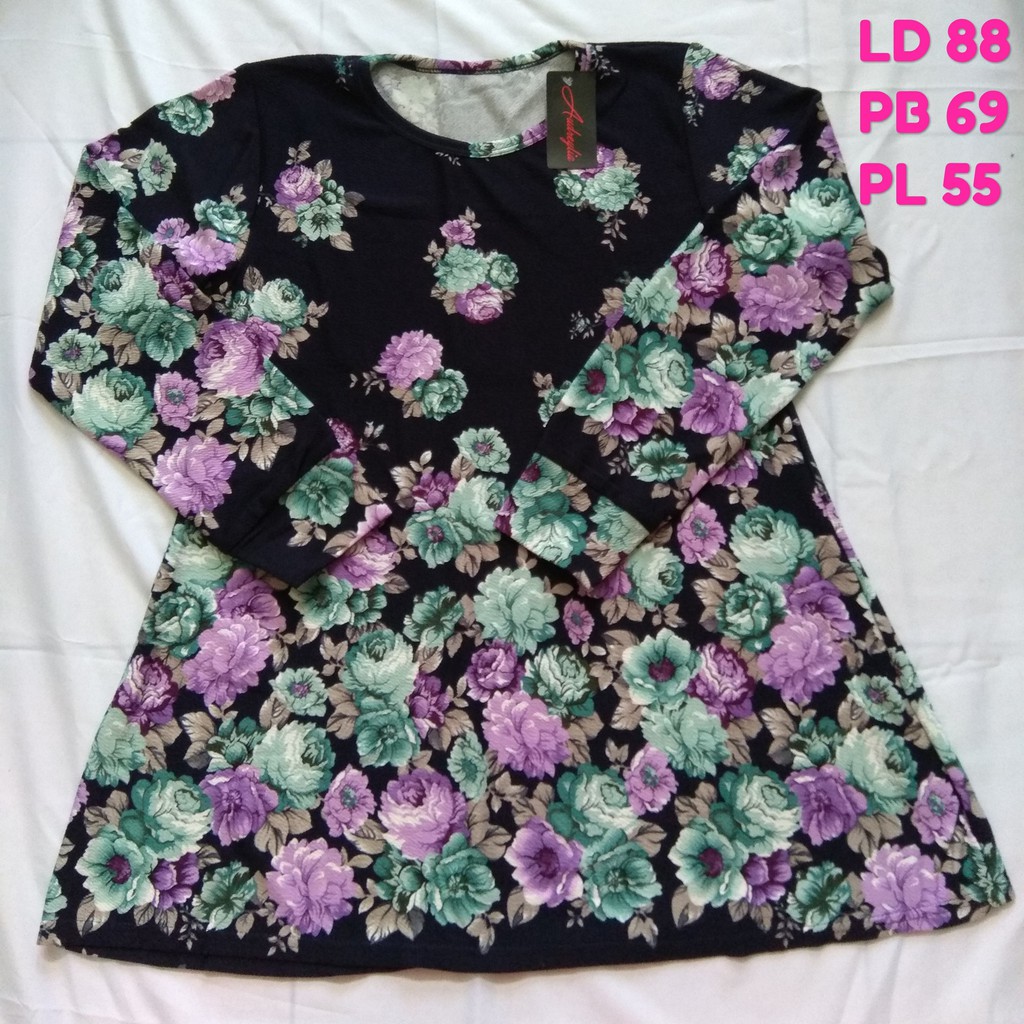 TUNIK WAFFLE BUNGA - BLACK