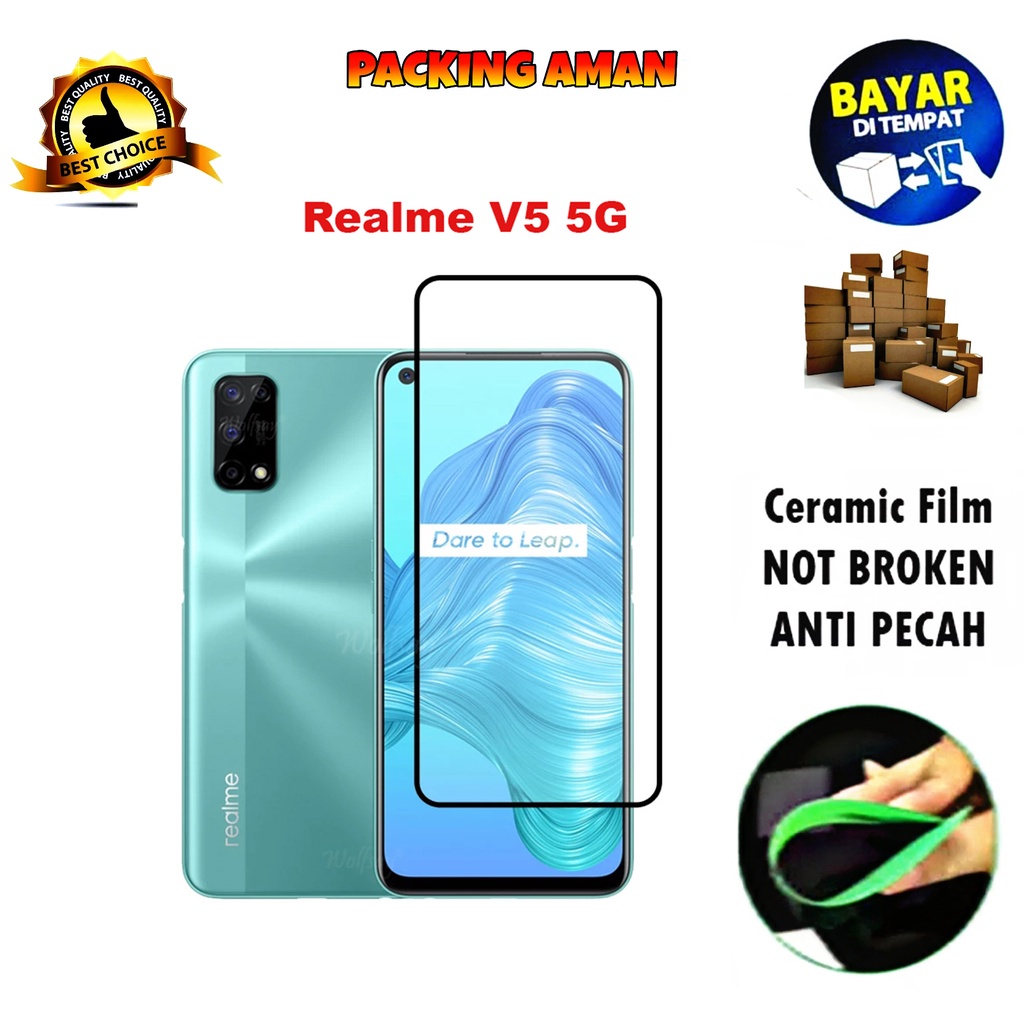 Tempered Glass Realme V5 5G 2020 FULL COVER FULL SCREEN Ceramic Film Anti Gores