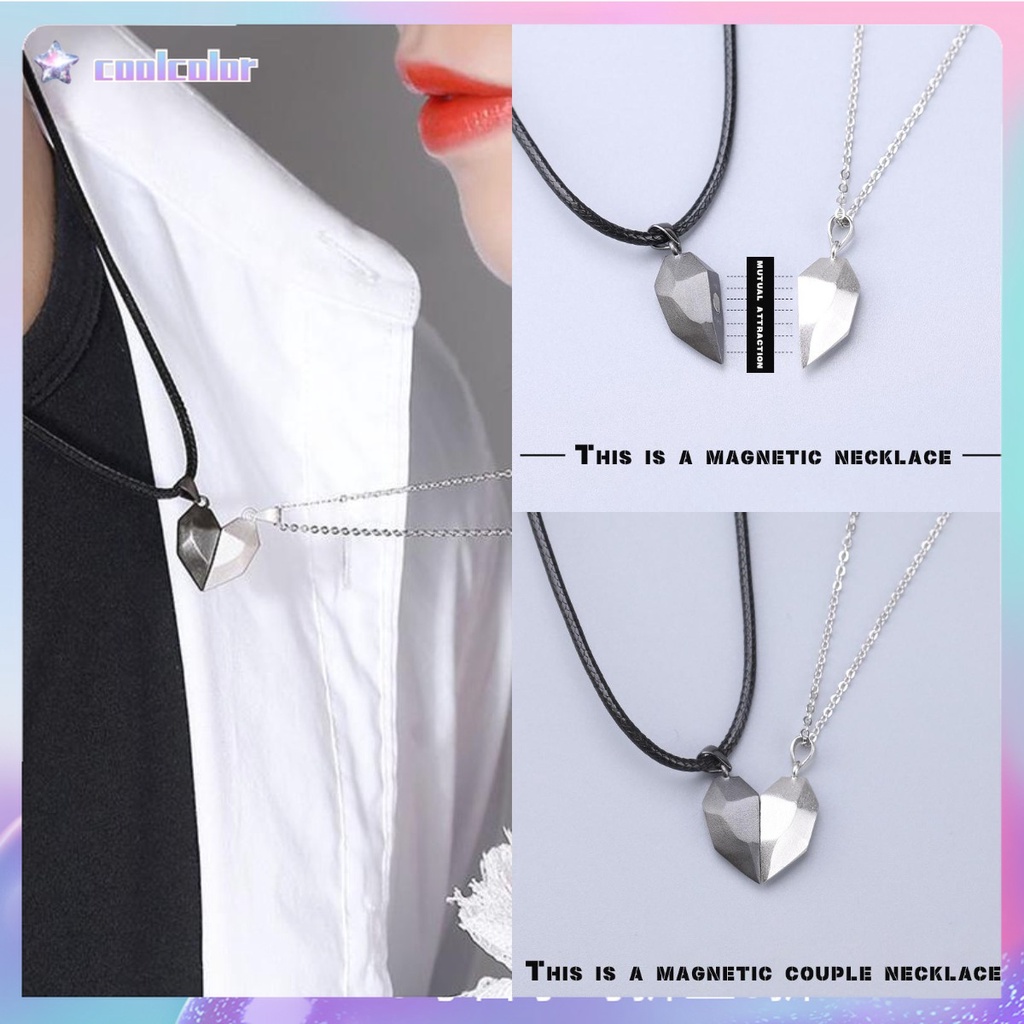 【Ready stock】2 Pcs kalung couple pasangan magnet kalung couple magnet love best friend love stone liontin simple fashion murah COD