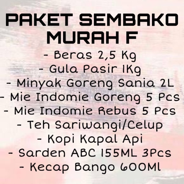 

PAKET SEMBAKO MURAH F