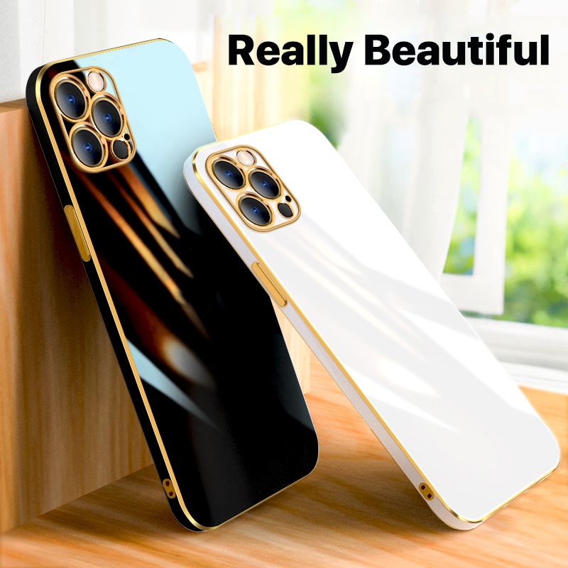 Soft Case Bahan Karet Tahan Banting 6D Untuk Iphone 13 Pro Max 11 12 Pro Xr