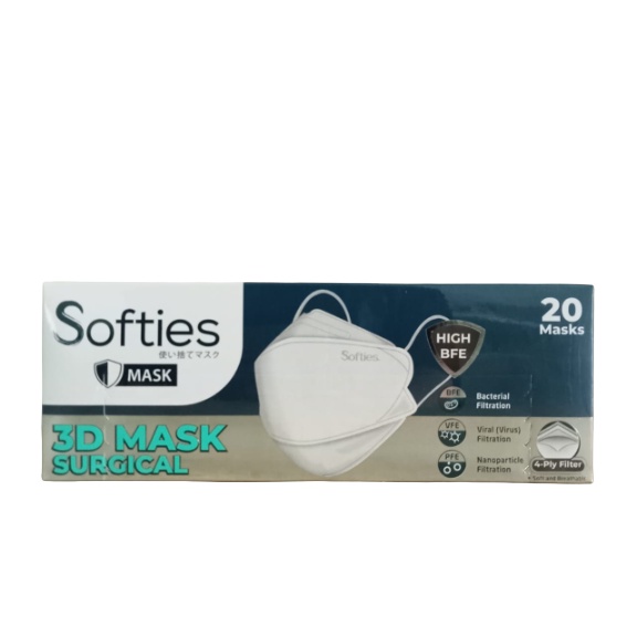 Softies Surgical Mask 3D 4ply Isi 20pcs Warna Pink | Masker Medis KF94