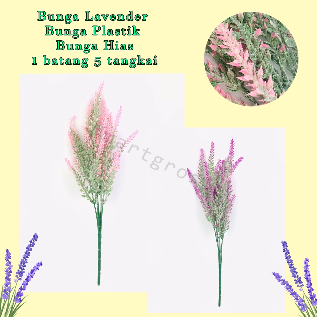 Bunga Lavender / Bunga Plastik/ Bunga Hias / 1 batang 5 tangkai