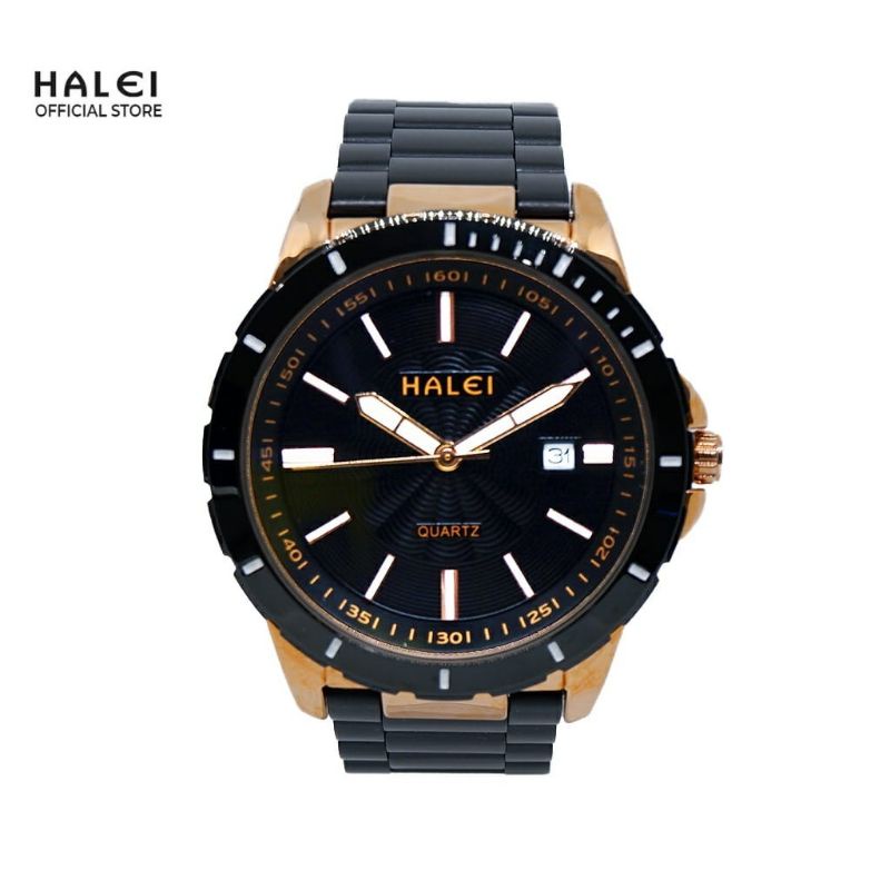 Jam Tangan Pria HALEI Pria Rantai Baja Original Import Best Seller Free Box | Import Fitur Tanggal Jam Tangan Kasual Pria Rantai Stainlees Steel Analog Quarsa Mewah Elegan Jam Tangan Halei Watch Official Store BERGARANSI