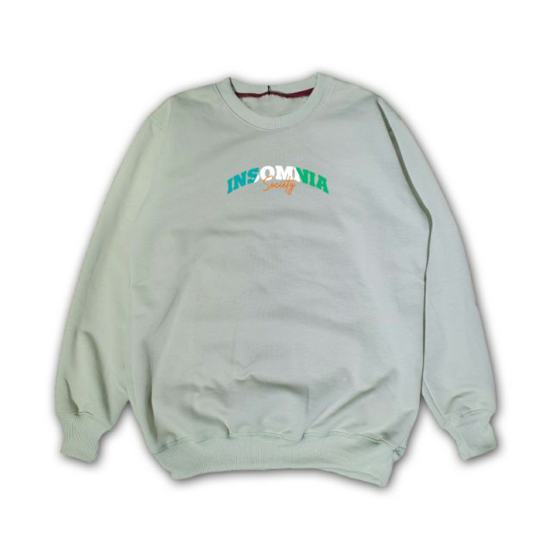 Sweater Crewneck Insomnia Hijau mint Sweatshirt Pria Wanita