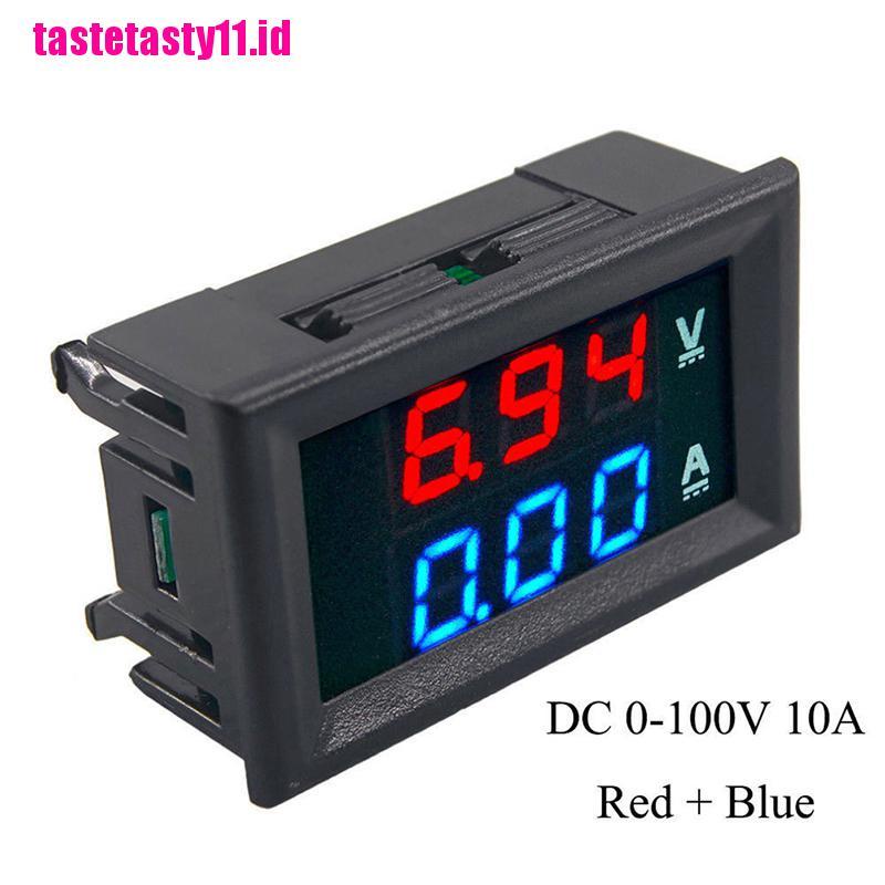 Voltmeter Ammeter 3 Bit DC 0-100V 10A Dengan LED Warna Merah Biru