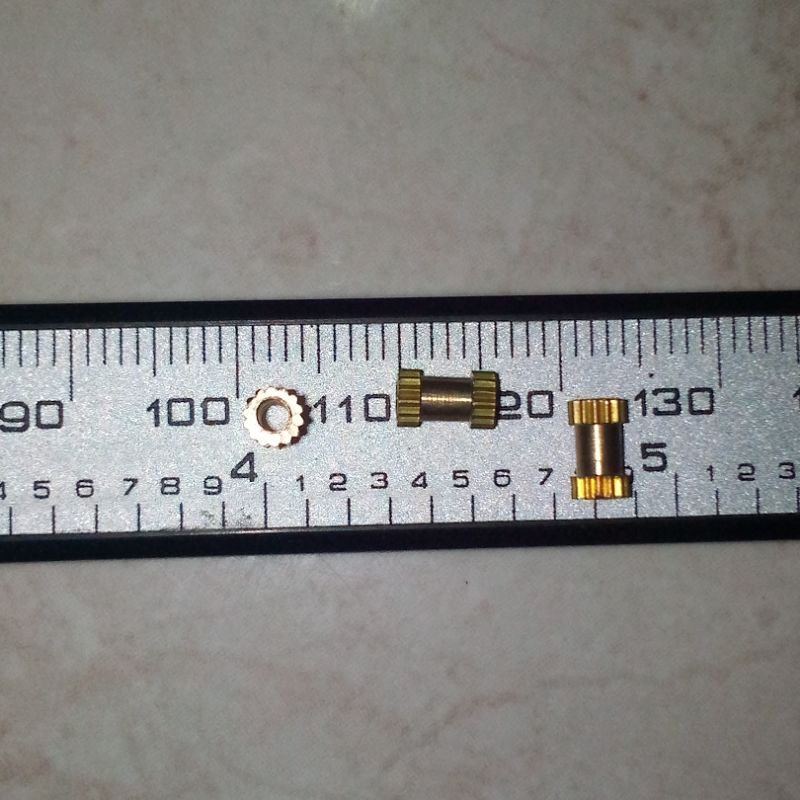 MUR M2 M2x5 2X5x3.2 BRASS KNURL INSERT NUT LAPTOP PRINTER 3D INJECTION MOLDING GEAR SEKRUP KUNINGAN