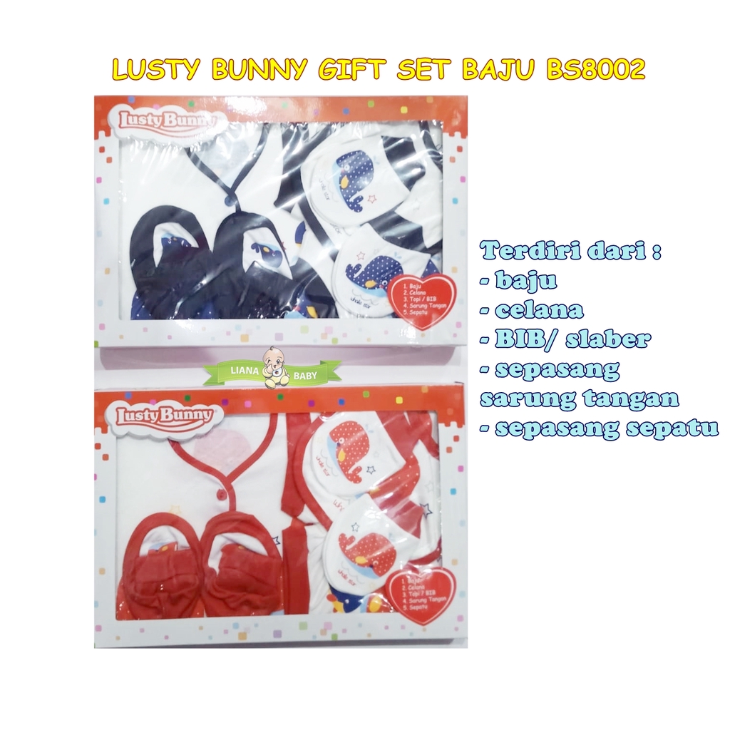 PNB182 GIFT SET BAJU BAYI LUSTY BUNNY NEWBORN GIFT SET PAKET BAJU BAYI BS8004 BS8002