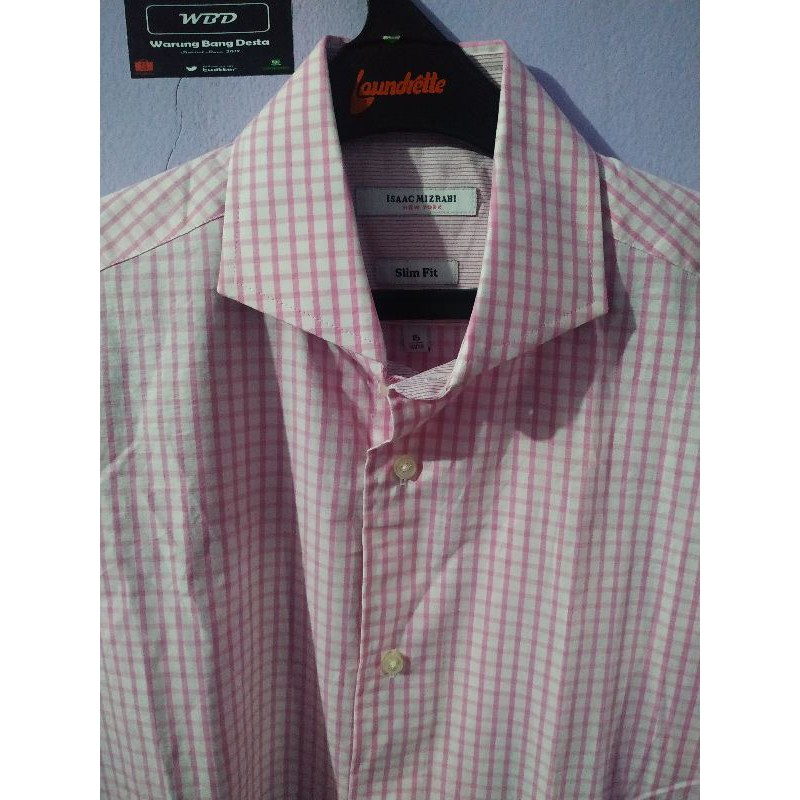 Kemeja Kantoran Isaac Mizrahi Kotak2 Pink Original