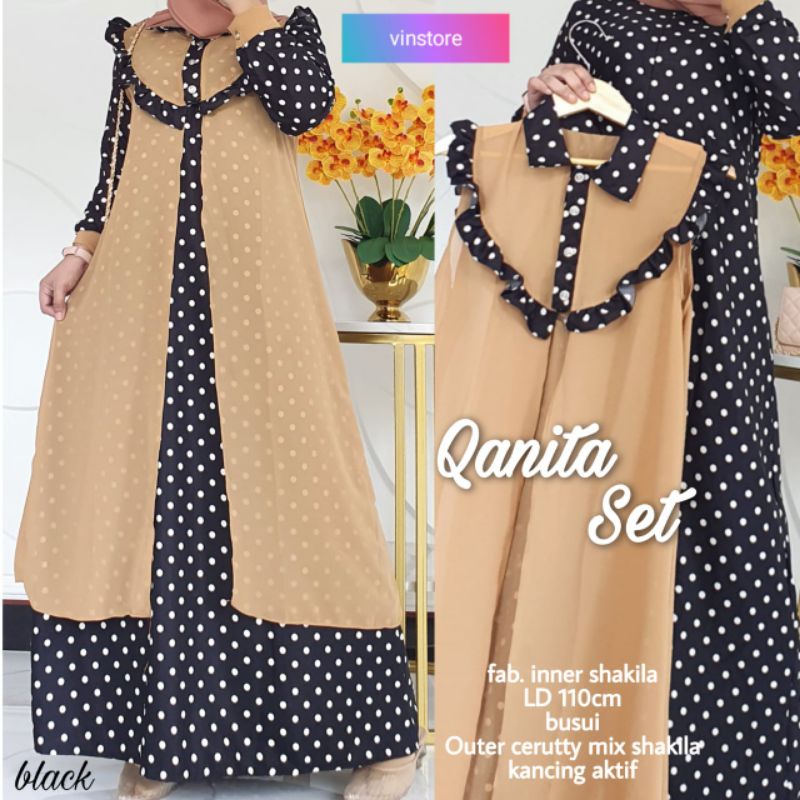 SETELAN WANITA QANITA SET BY VINSTORE/INNER SHAKILA LD 110/OUTER CERUTY MIX SHAKILA KANCING FULL AKT
