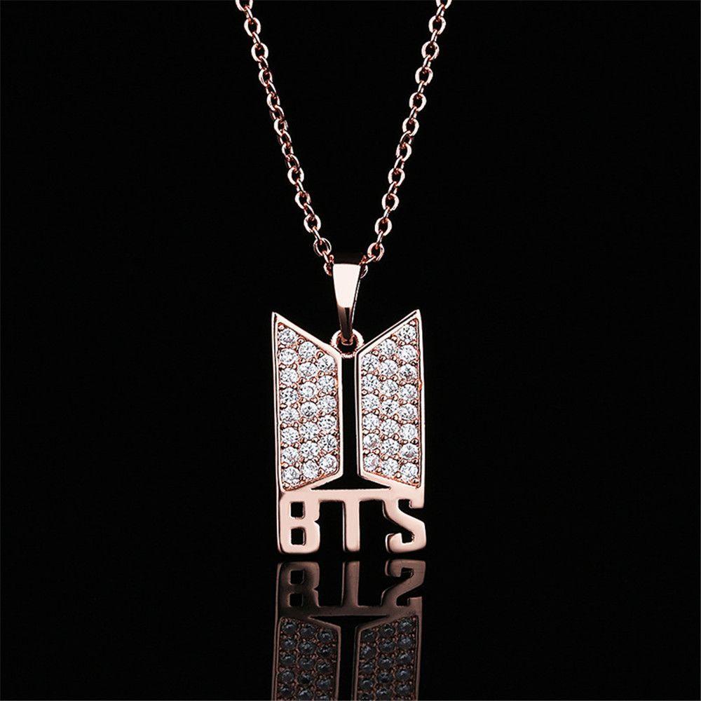 Lily Women Kalung Lapis Emas 18k logo BTS Liontin Army