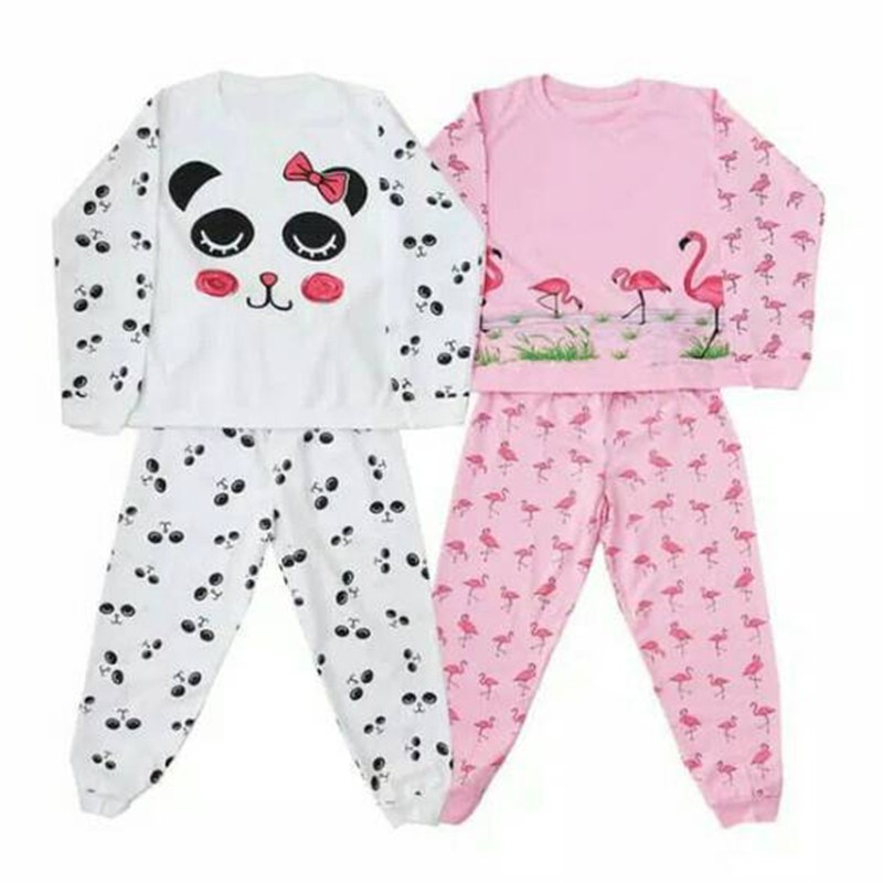 Zebe Piyama Girl Panda edition 2pcs Setelan Oblong Panjang Anak Perempuan