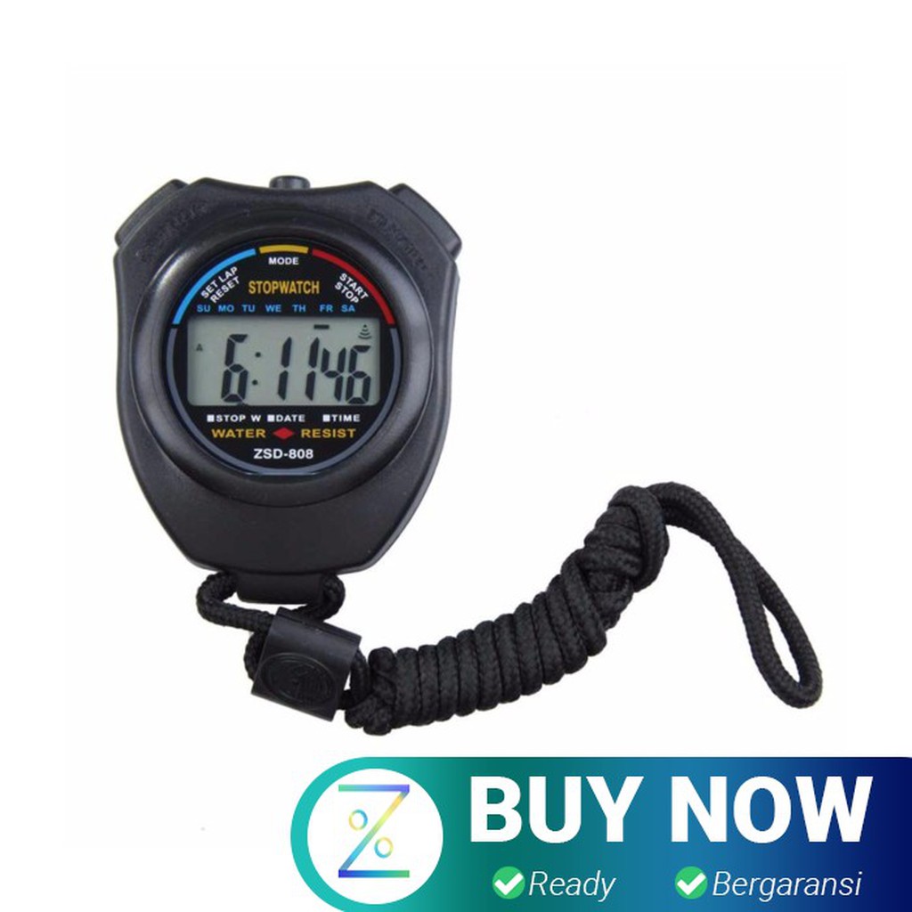 Stopwatch Profesional LCD dengan Strap - ZSD-808 - Black