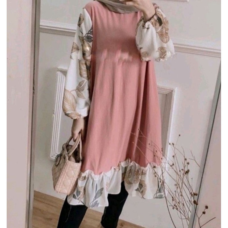 ONE SET JUMBO XXL - STANDART L / XL - ONE SET NIKEN SET / SETELAN WANITA ONE SET DAILY SET TUNIK  FASHION WANITA-FINA DUSTY SET XXL