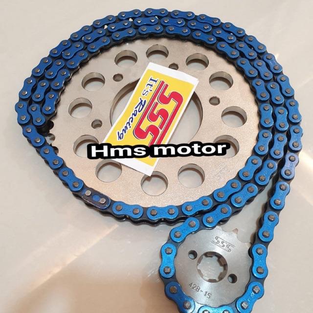 Gir Set SSS Sonic 150 R,Sonic,Rx King ,Rxk Rantai Gold 428 415 - Gear Set Sss Sonic 150 R Sonic-428 biru