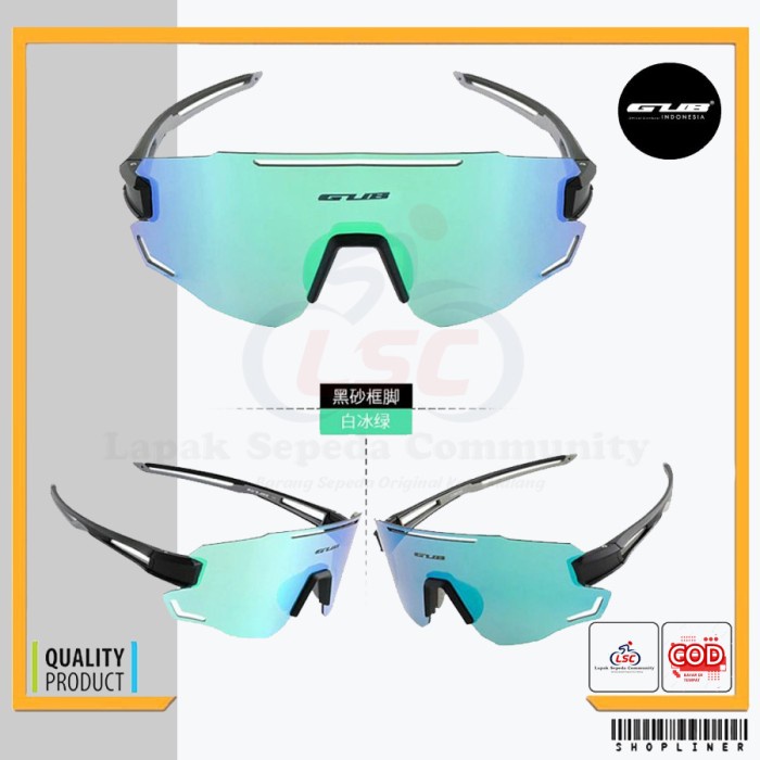 Kacamata Sepeda GUB 6200 Black Green Gowes Sepeda Cycling Kaca Mata