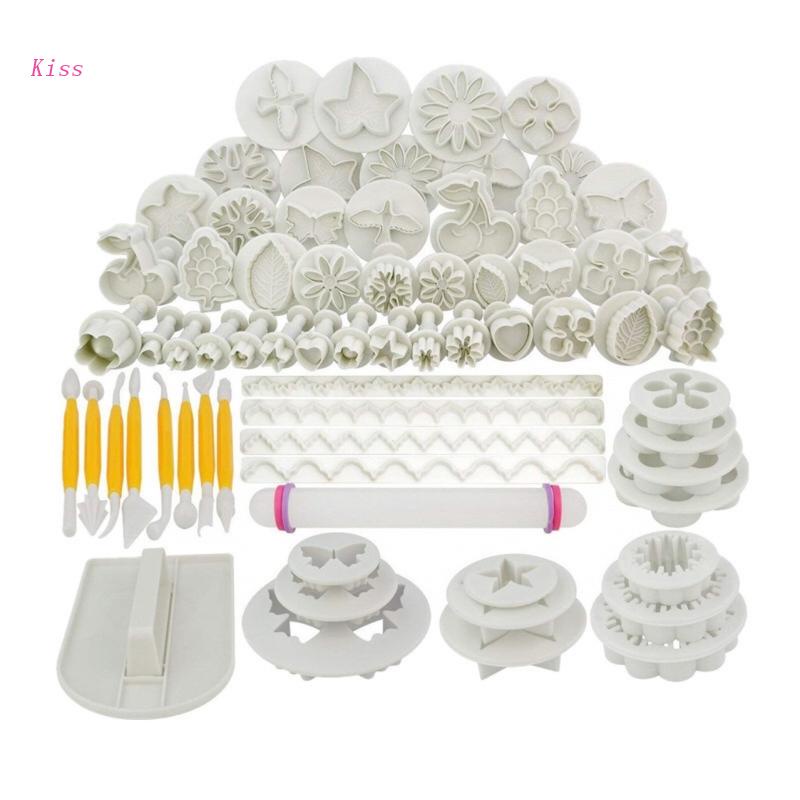 68pcs Alat Pemotong Adonan Kue Fondant Model Rolling Pin Untuk Baking