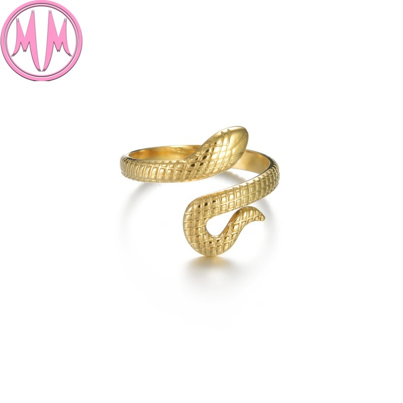 MORYMOSHI R321 Cincin Wanita Motif Snake Titanium Stainless Anti Karat Anti Luntur Fashion Korea