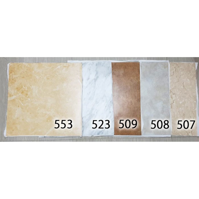 M-523 WHITE MARMER 45CM X 45CM STICKER LANTAI TEBAL PARQUET FLOORING POPULER