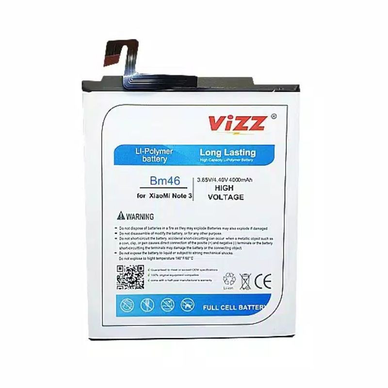 BATERAI VIZZ DOUBLE POWER XIAOMI REDMI NOTE 3 BM46 BATTERY XIAOMI REDMI NOTE3 BM46 BATRE REDMI BM46