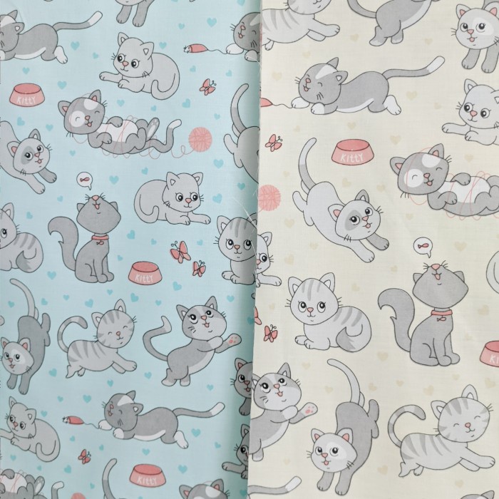 TERLARIS kain Katun sprei Meteran Motif karakter CLIP ART / KUCING Tabur - HOMEY TOSCA
