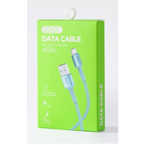 ROBOT KABEL DATA TYPE C FAST CHARGING 3A 100CM