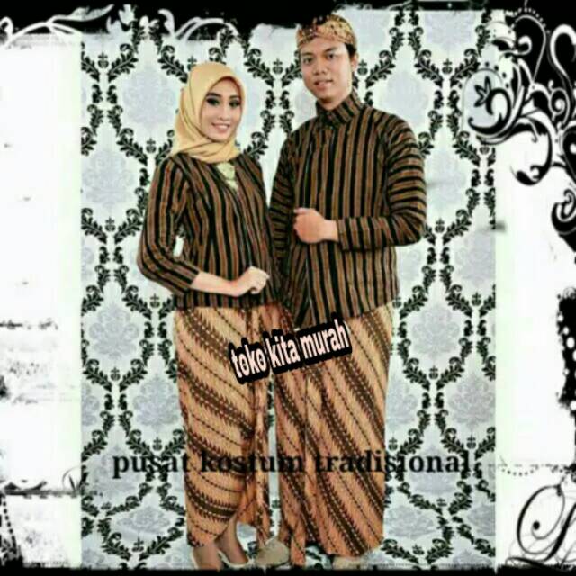 Baju couple batik surjan + jarik 2 pcs