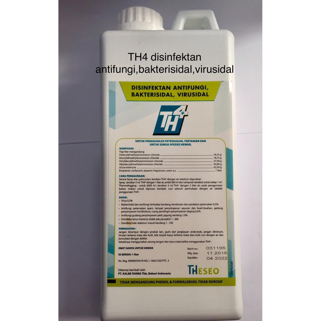 TH4 1liter-disinfektan anti jamur,bakterisidal,virusidal kandang hewan