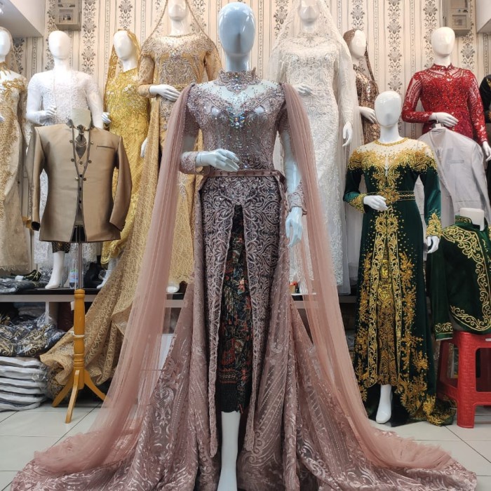 Baju Pengantin Wedding Dress Muslimah Jawa India KEBAYA PENGANTIN - rose gold2, All Size