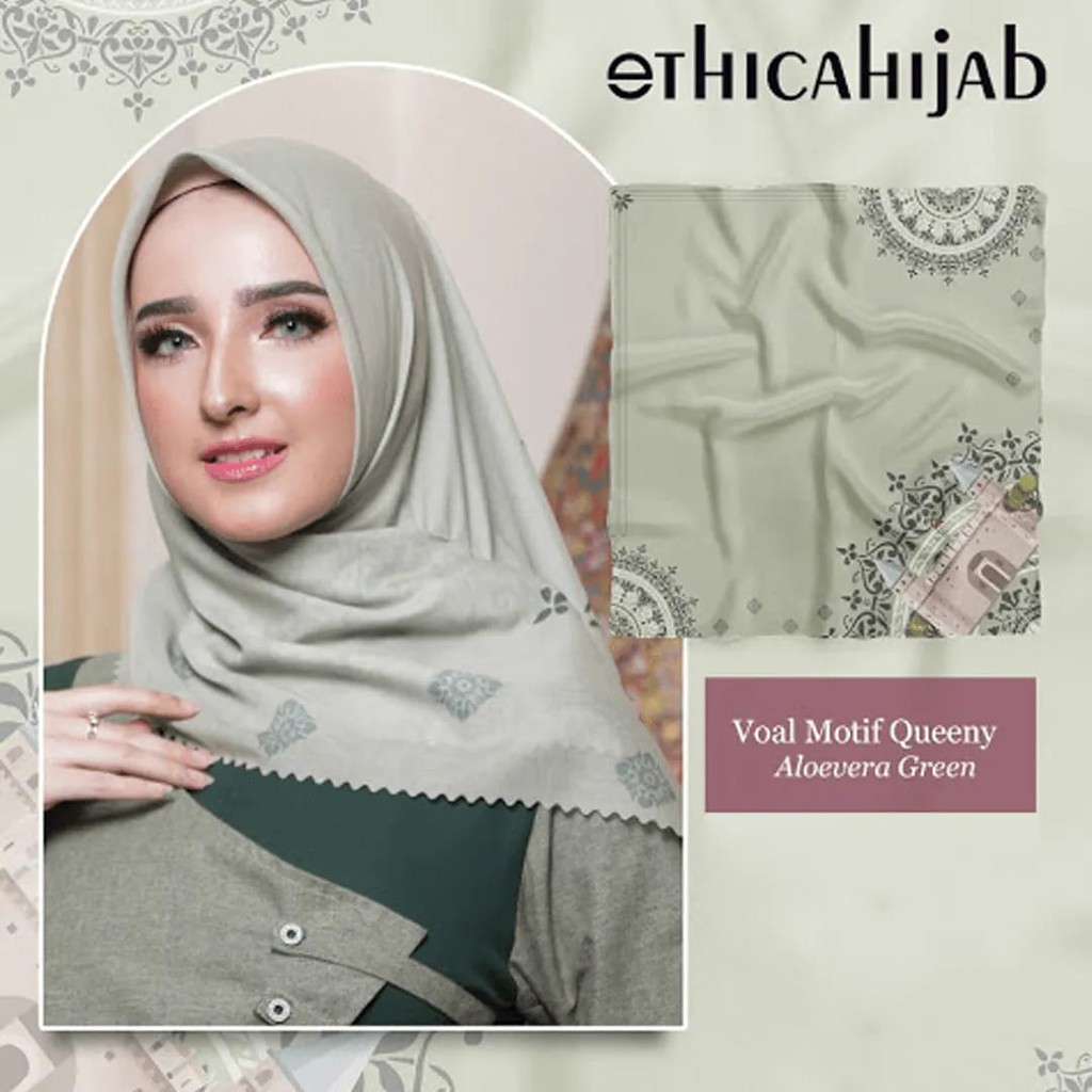 Voal Motif Queeny Hijab Segi Empat Zen Blue Tulipwood Grey Sepia Creme Nougat Deep Charcoal Green