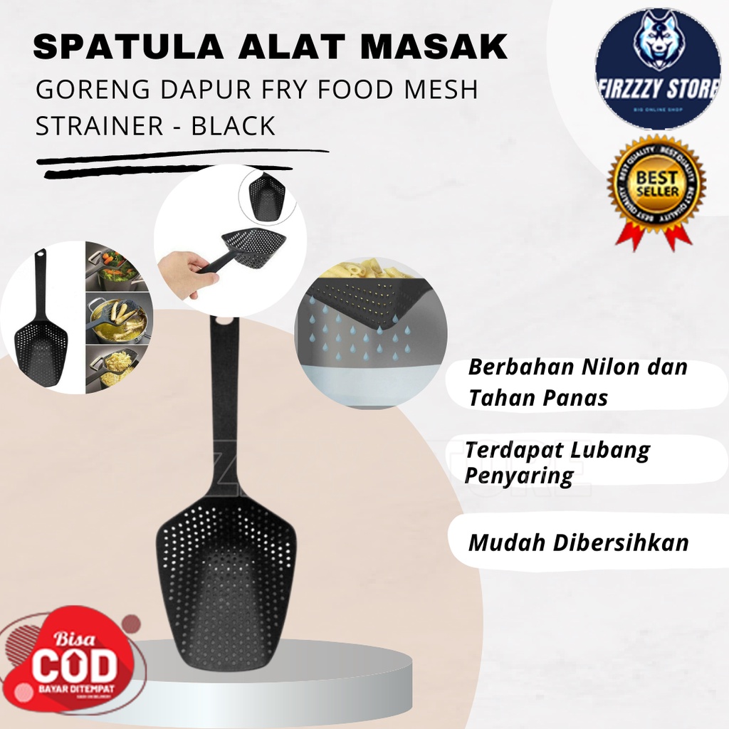 Spatula Alat Masak Goreng Dapur Fry Food Mesh Strainer - Black