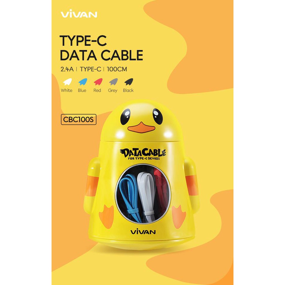 Vivan CBC100S CBC 100 s Wired Cable Kabel data Type C 100 cm Color Universal Smartphone hp murah