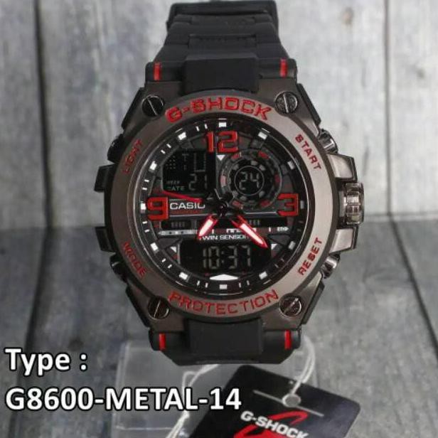 FREE BOX & BATERAI JAM TANGAN PRIA GSHOCK GST-8600 CASIO G SHOCK GST86 - HitamListHitam