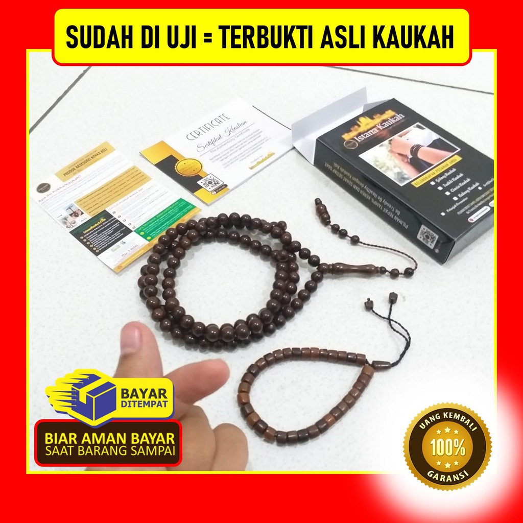 BERSERTIFIKAT TASBIH KAUKAH 7 MM BULAT, TASBIH KAUKAH 8M Istana Kaukah Asli
