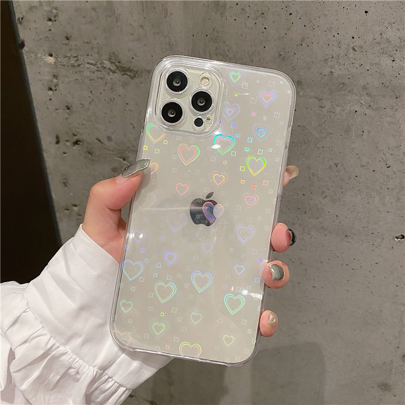 Gradient love case iphone 13 12 11 pro max X/Xs max XR 7/8plus transparent all-inclusive protection casing iphone