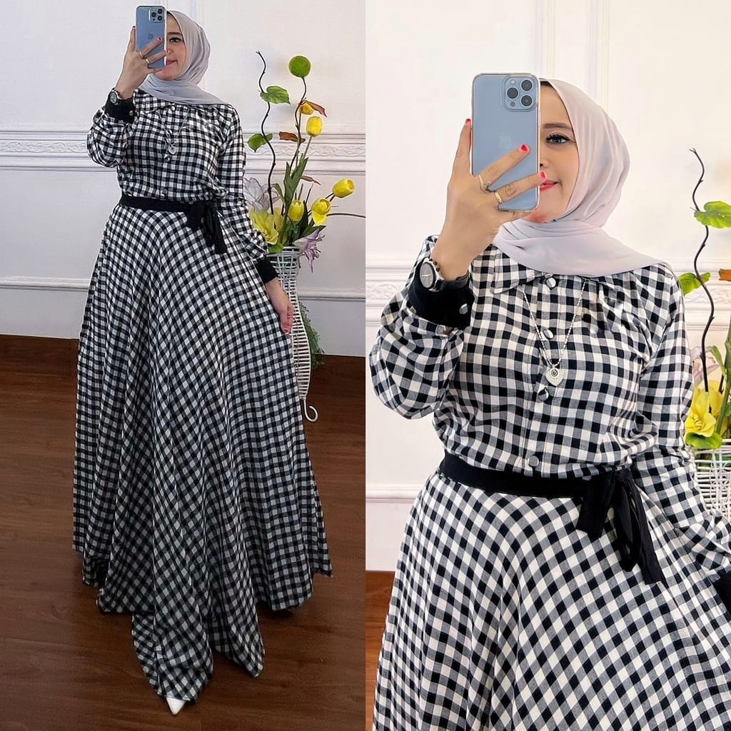 Aruna Maxy Dress Muslim Maxi Casual Daily l Gamis Muslim Kondangan BJ