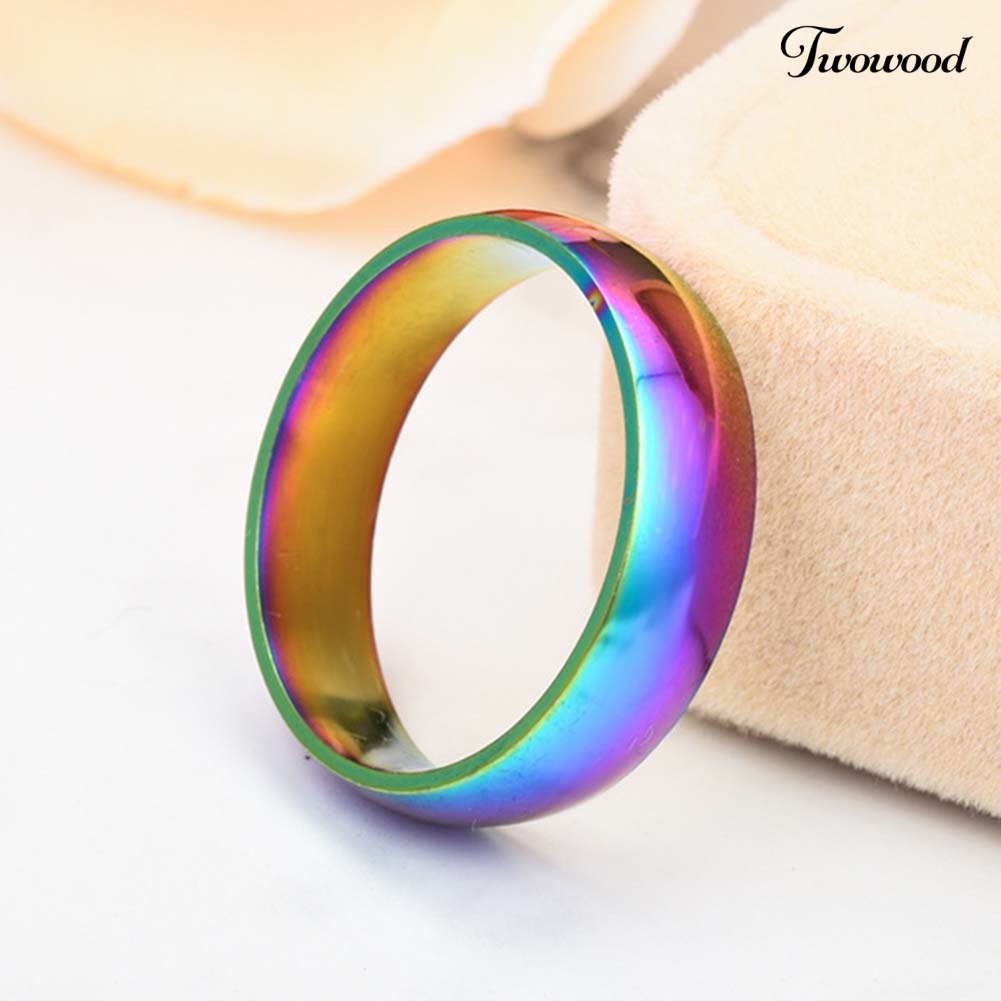 Cincin Pasangan Bahan Stainless Steel Warna Pelangi Untuk Hadiah Pernikahan