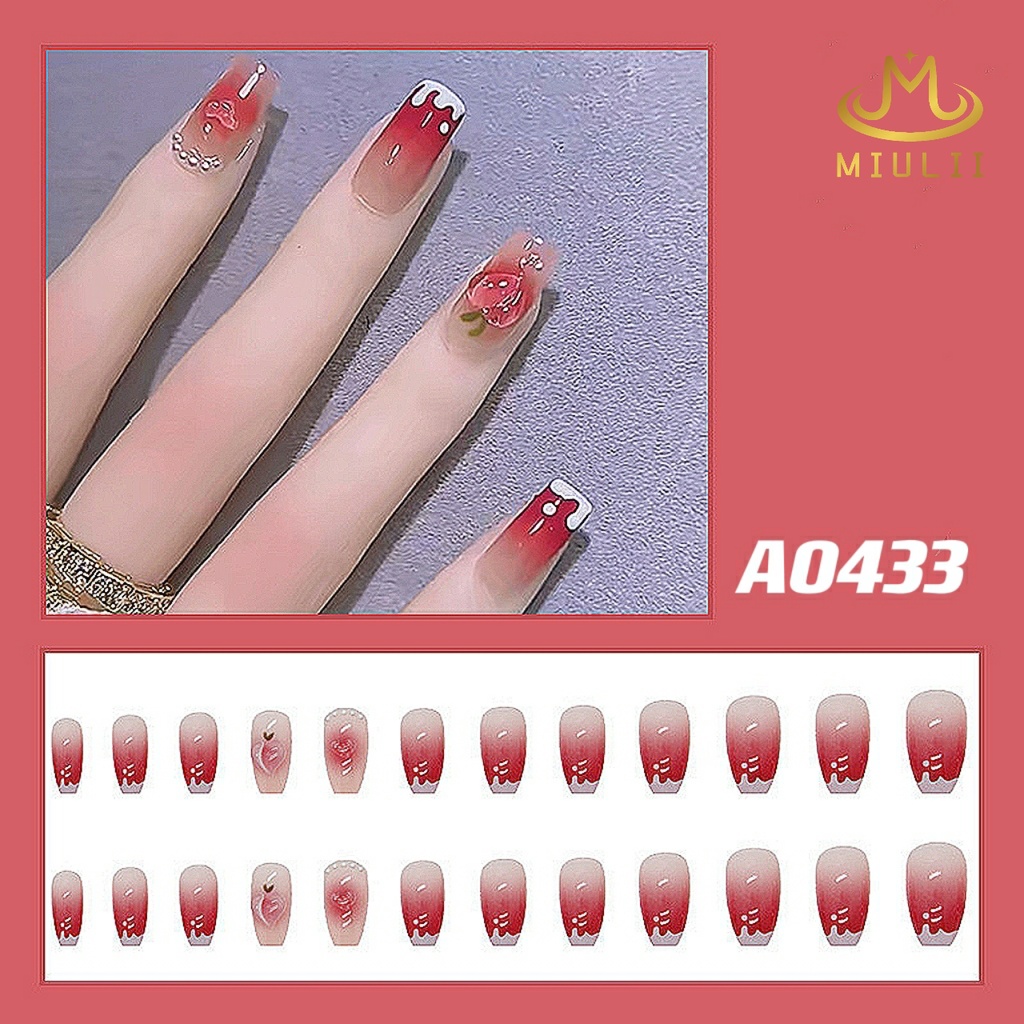 MIULII / KUKU PALSU  Perubahan Warna Matahari  A0433  / 24PCS / 3D / NAIL ART / PREMIUM / CUTE / BIRU / FREE LEM JELLY / KUTEK