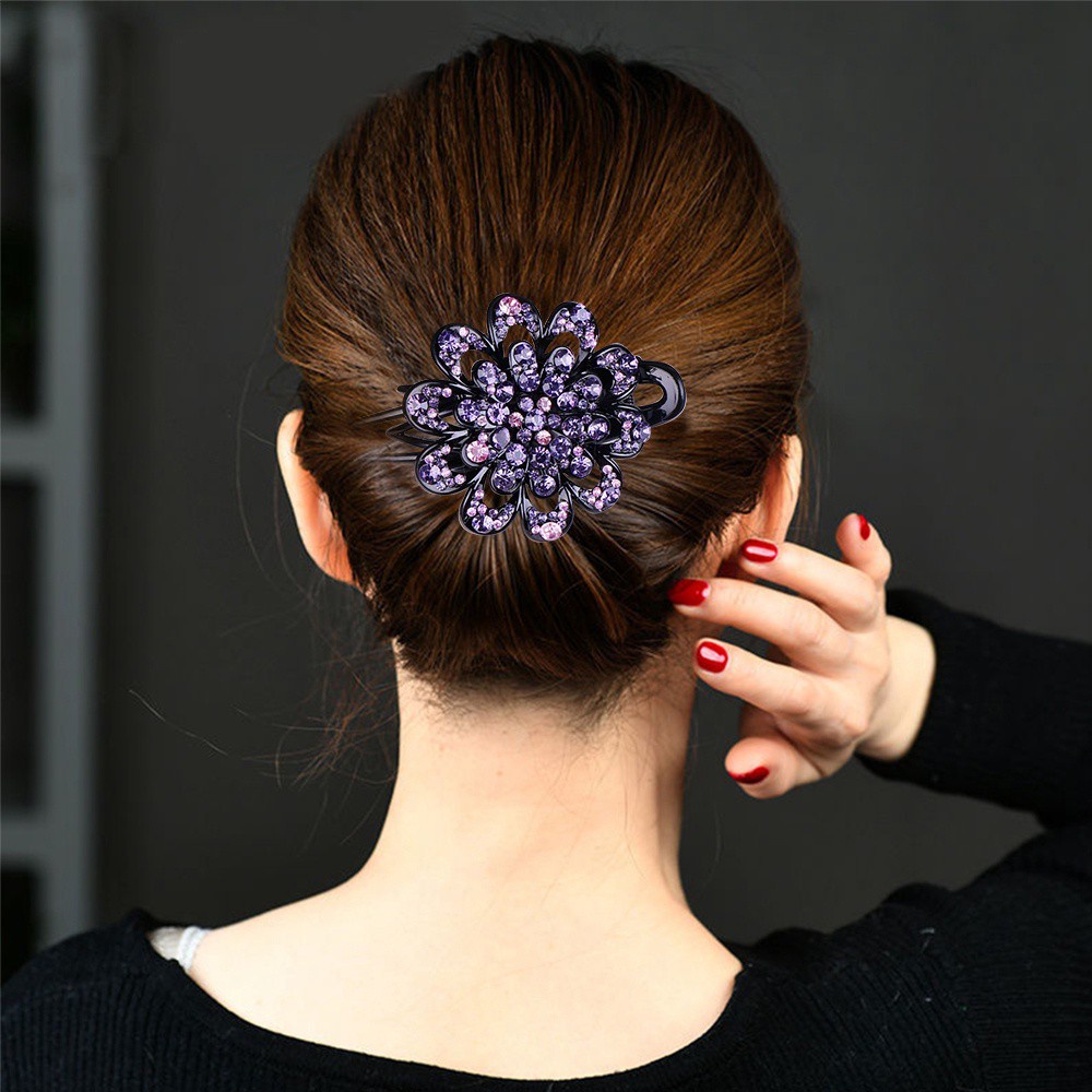 Hairpins Rhinestone Crystal Flower Hair Clip For Women Colorful