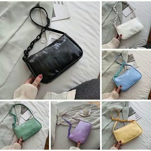 G.F CROCO Rantai - Tas Sholder Bag Wanita Croco Rantai Bahu