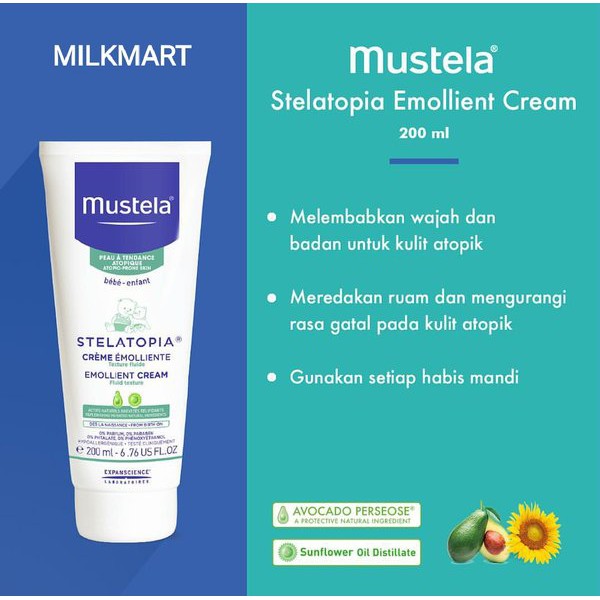 Mustela Stelatopia Emollient Cream / Krim Kulit Bayi - 200 ml