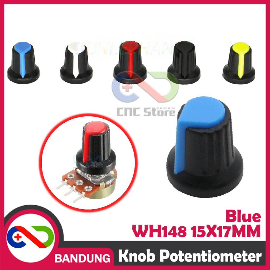 KNOB POTENTIOMETER POTENSIOMETER ROTARY WH148 15X17MM BLUE BIRU