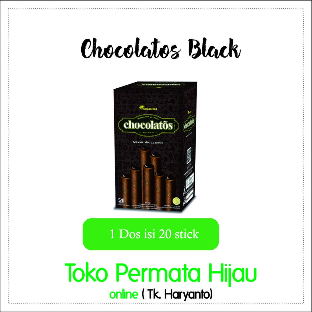 

Chocolatos Wafer Roll Dark Chocolate 1 Pak Box Dus 20 Pcs Coklat Besar