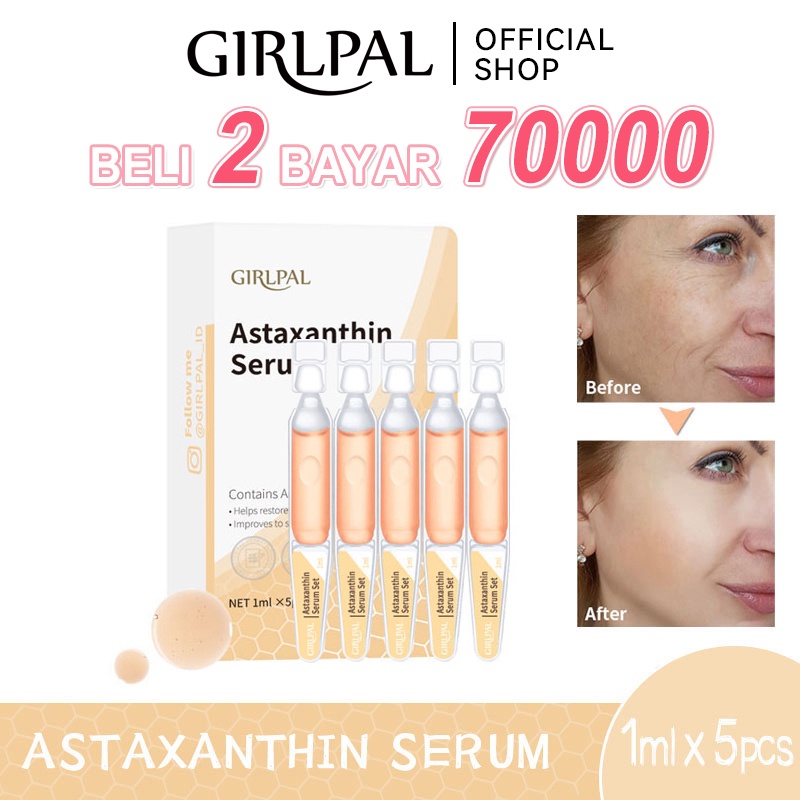 GIRLPAL Astaxanthin Serum Wajah Glowing Anti Aging Remove Wrinkles Fine Lines Essence Whitening Brighty Skincare