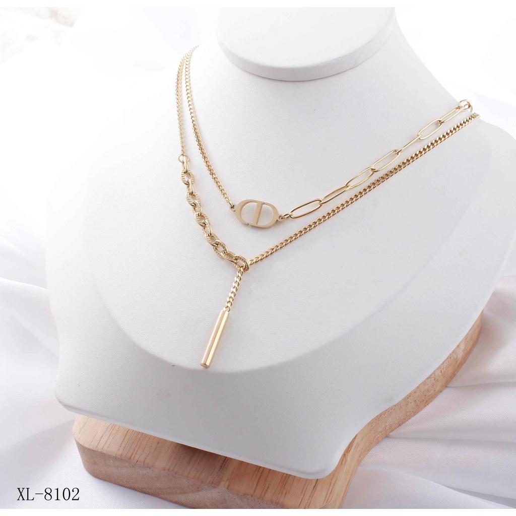 Kalung Titanium Rantai 2Susun Perhiasan Fashion 166,8102