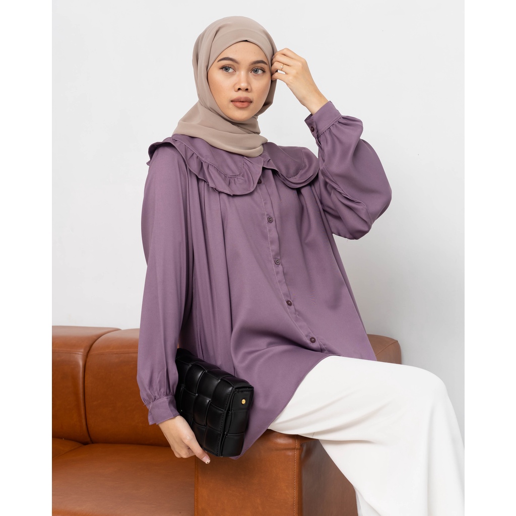 KEMEJA BLOUSE RUFFLE LIZA KATUN SHAKILA DAILY OFFICE SHIRT PREMIUM B406 CO